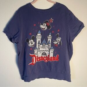 Disneyland Mickey Mouse Pluto Sweatshirt Womens Large Blue Short Sleeve